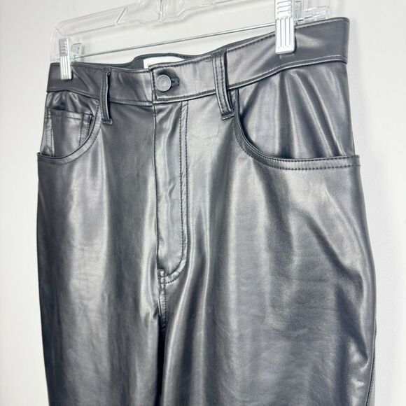 ABERCROMBIE & FITCH | Vegan Leather 90s Straight Ultra Hi Rise Pants Women’s 10 - Picture 5 of 13